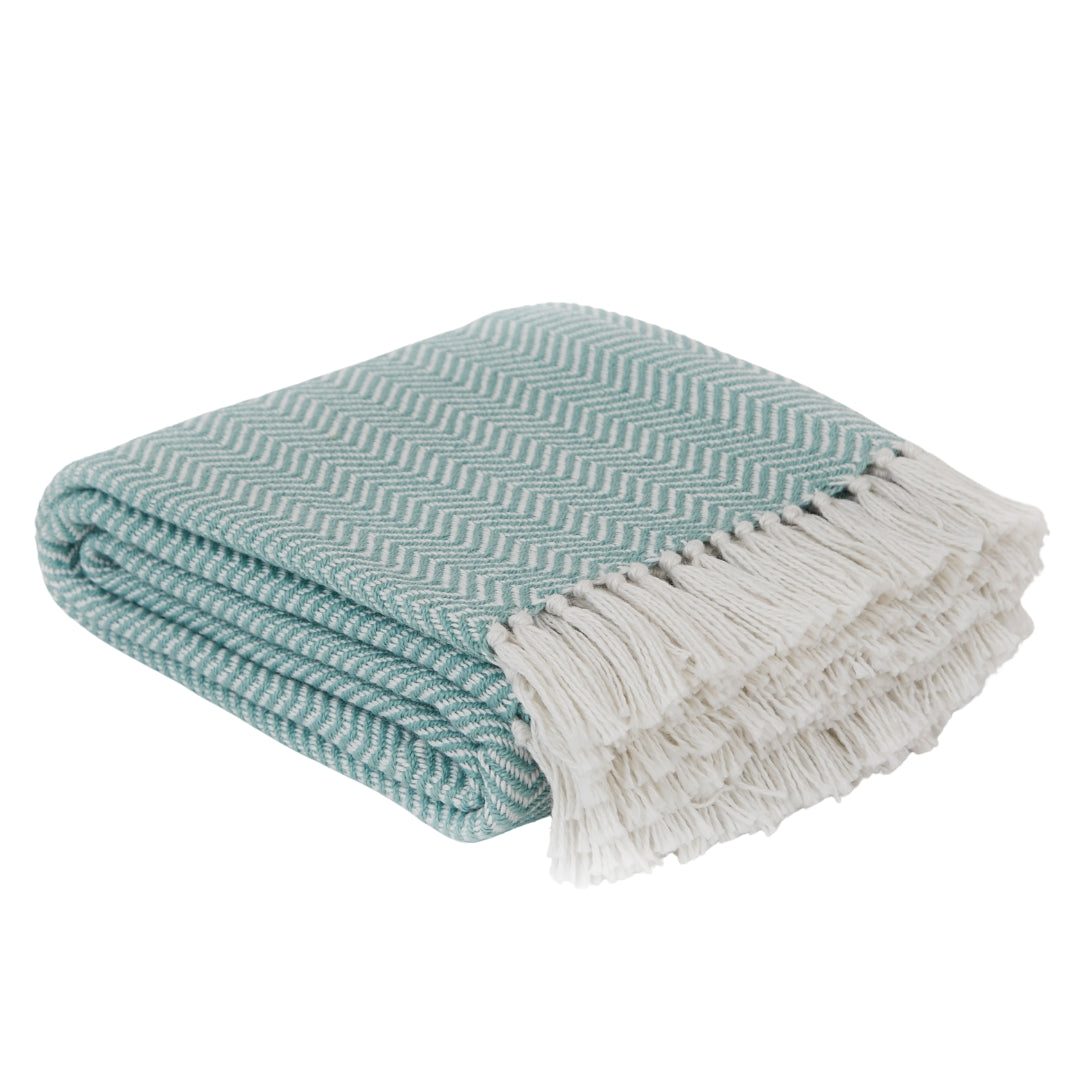 Teal Herringbone Blanket