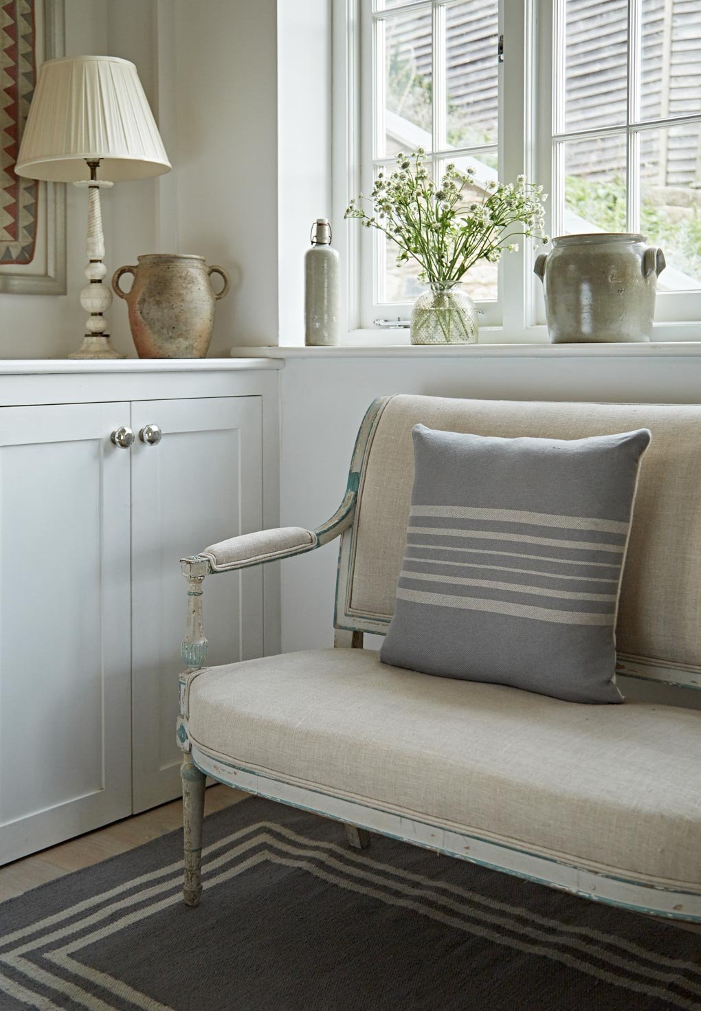 Antibes Grey & Linen Cushion Cover