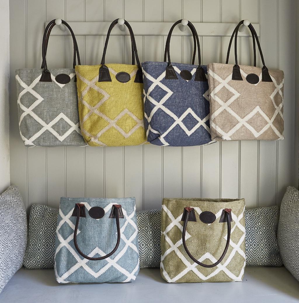 Weaver Green Juno Bags hanging in a porch