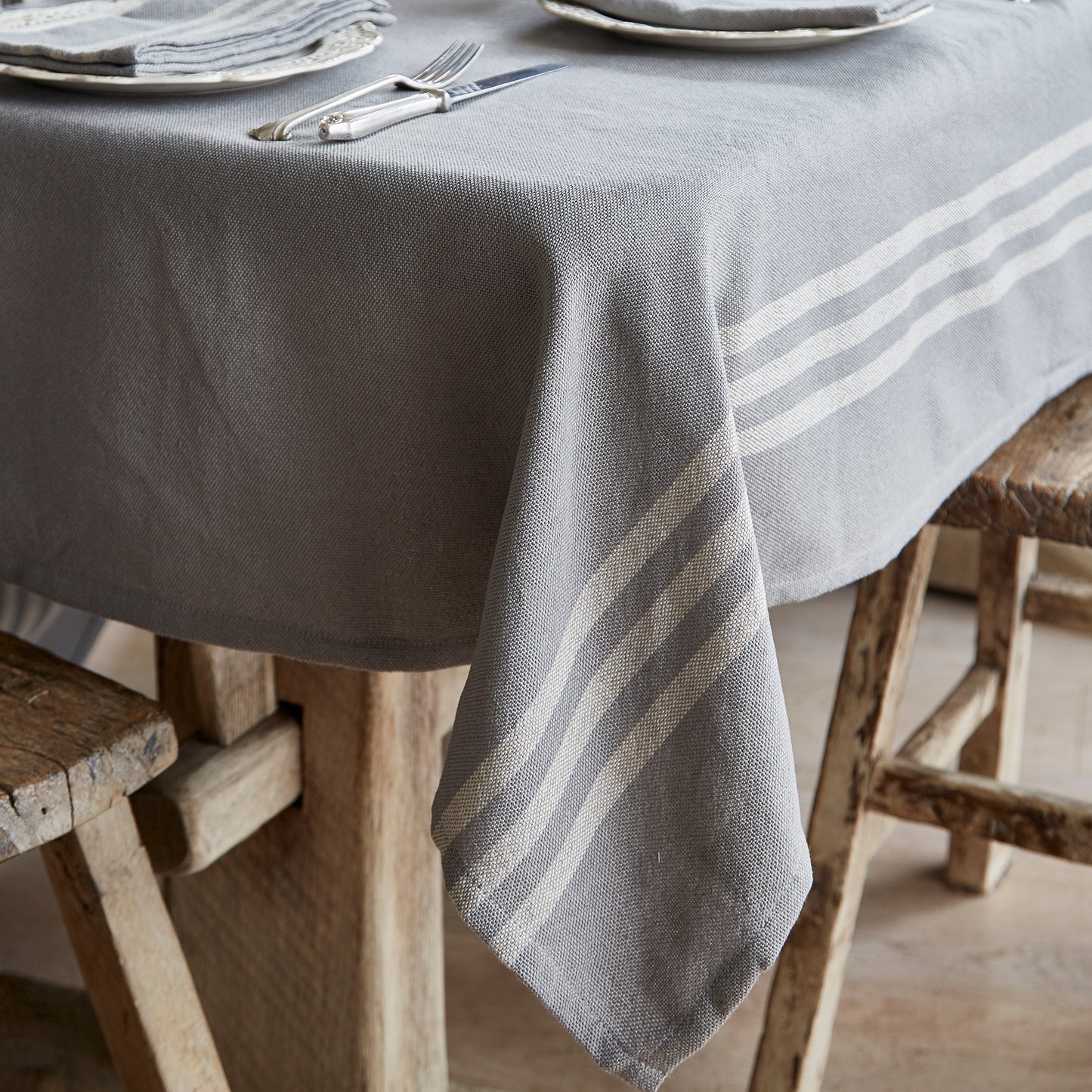 Maxime Grey & Linen Tablecloth