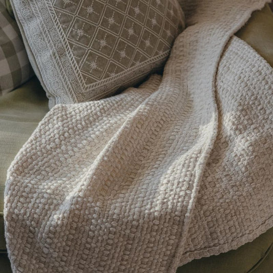 Basket Weave Natural Ecru Throw