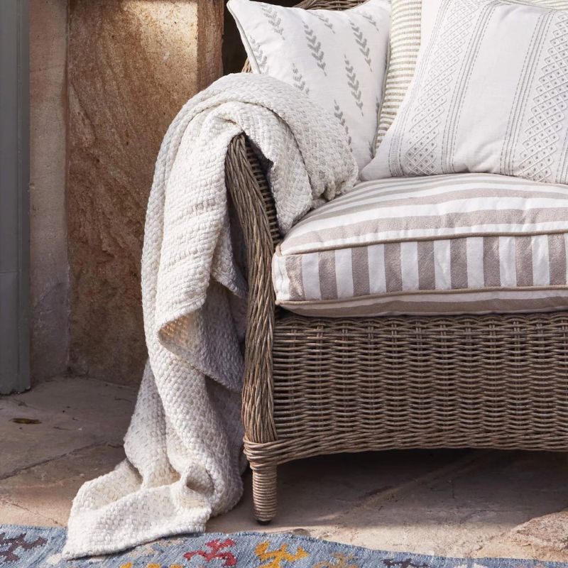 Basket Weave Natural Ecru Throw