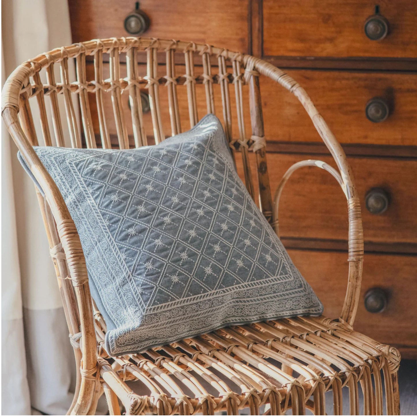 Lucknow Star Pottery Blue Cushion