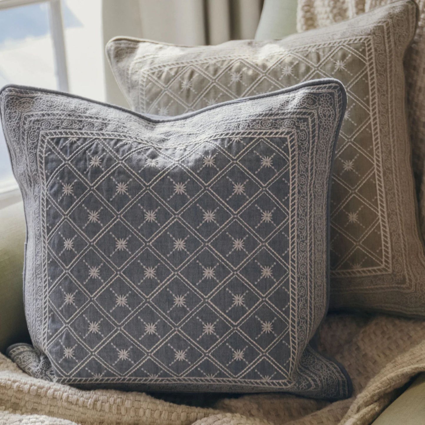 Lucknow Star Pottery Blue Cushion
