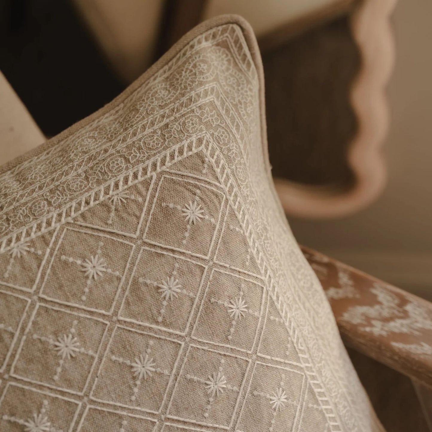 Lucknow Star Natural Flax Cushion