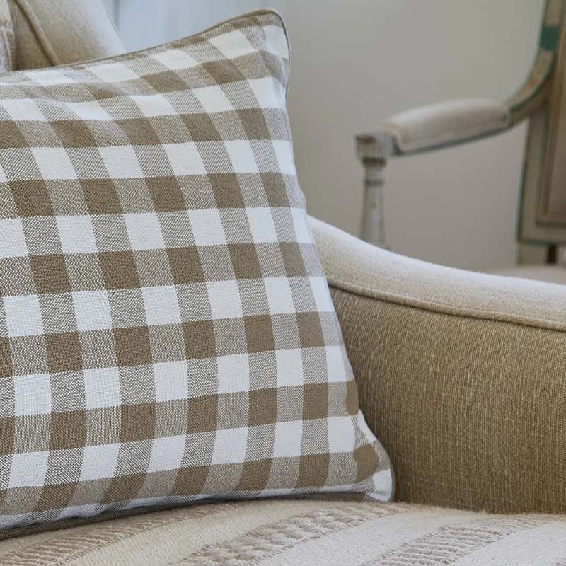 Cawsand Checked Manzanilla Cushion