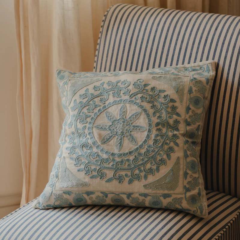 Suzani Pomegranate Blue Cushion