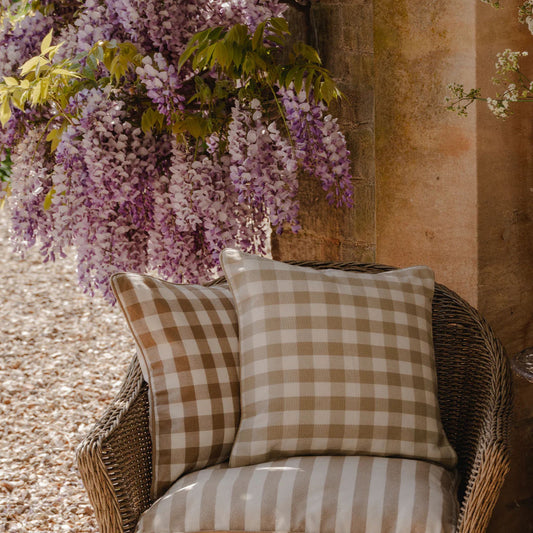 Cawsand Eucalyptus Checked Cushion