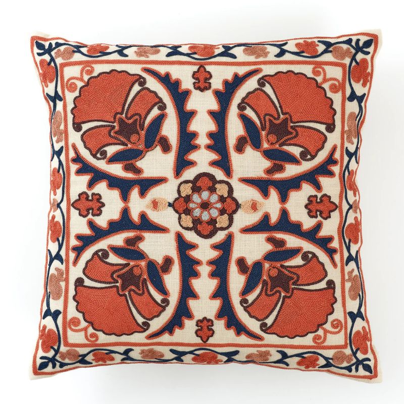 Suzani Marigold Coral Cushion