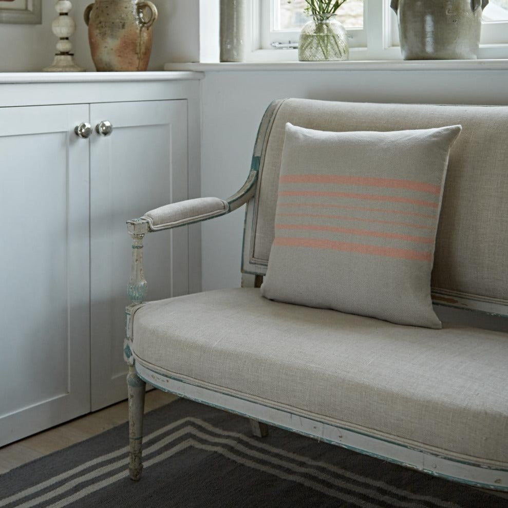 Antibes Coral Stripe Cushion