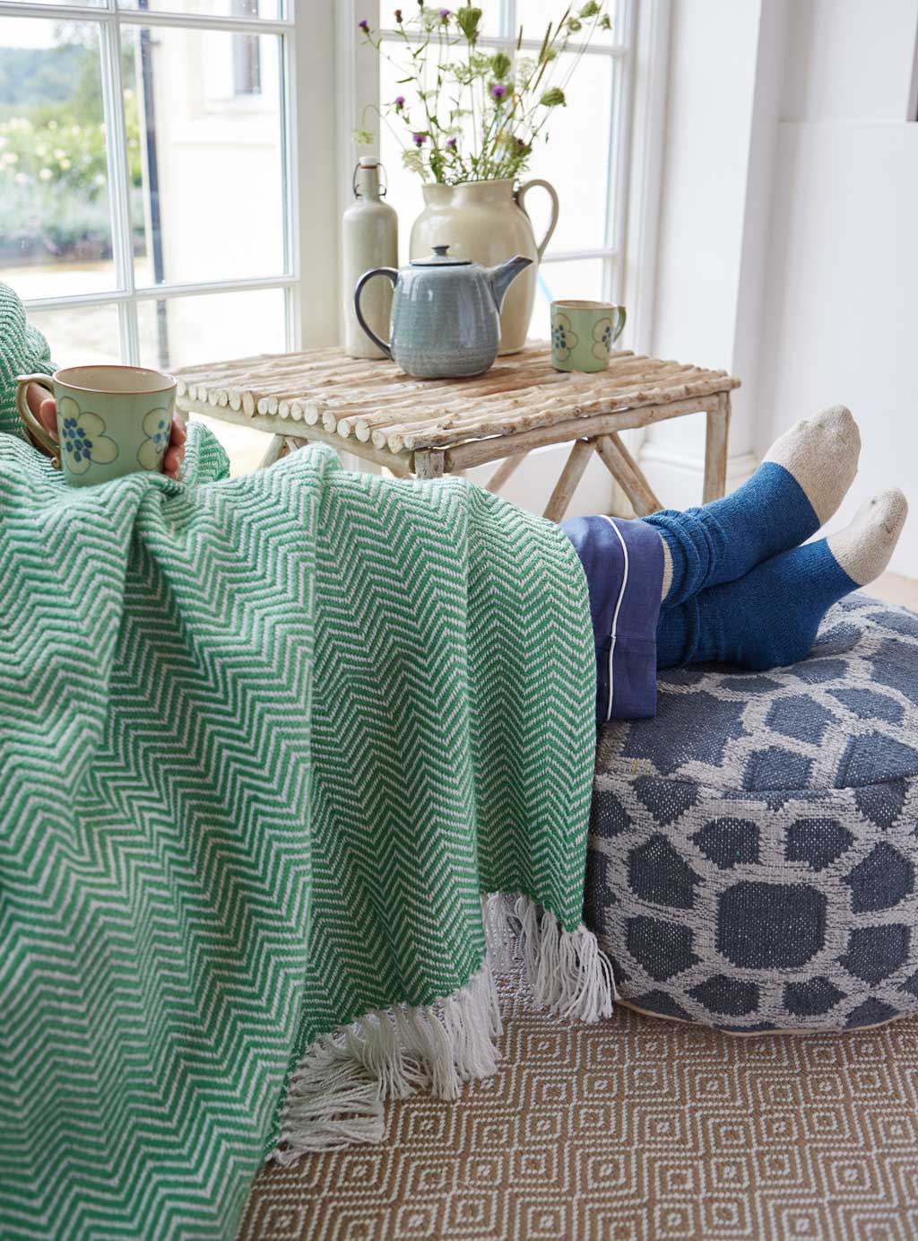 Aqua Herringbone Blanket