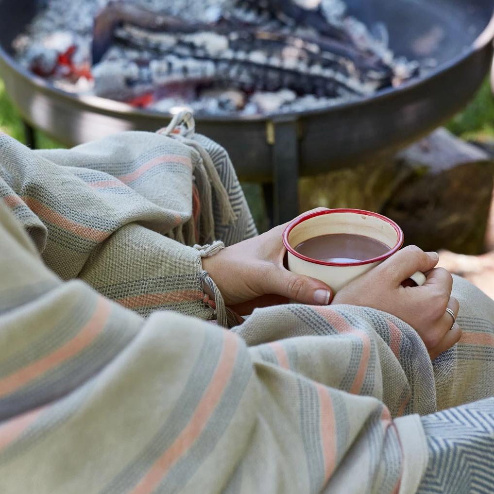 Cannes Coral & Grey Throw