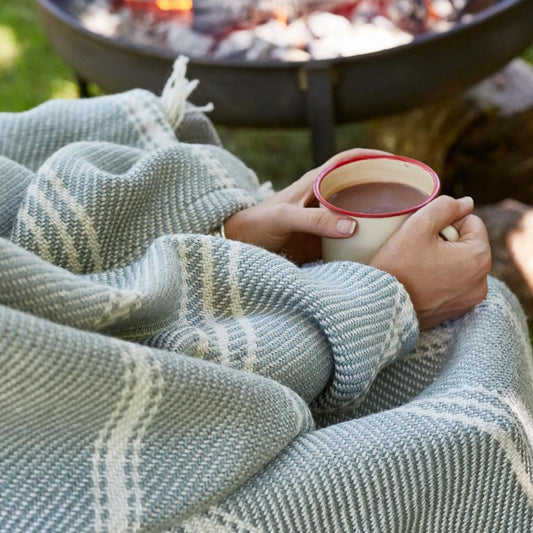 Oxford Stripe Dove Grey Blanket