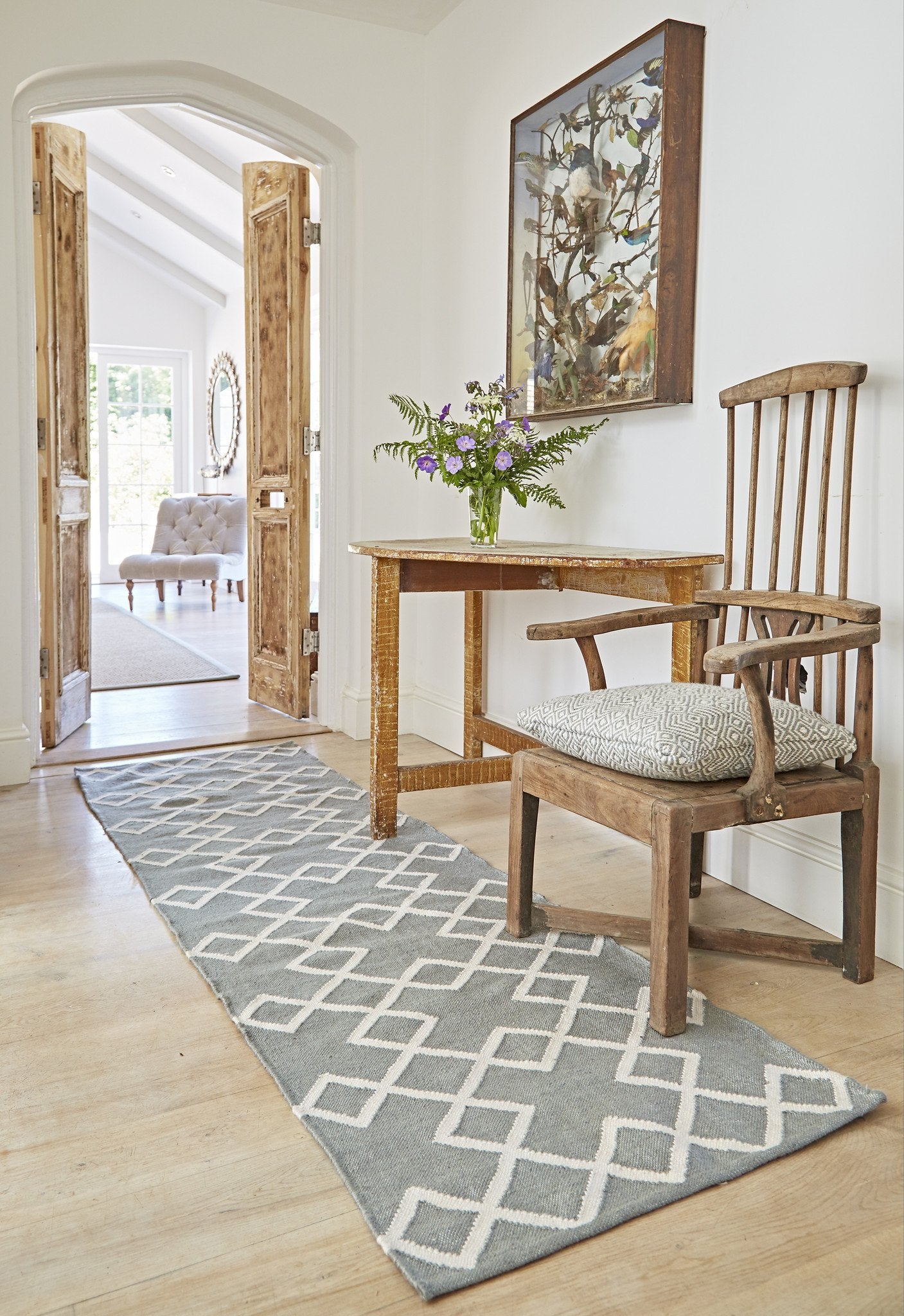 Dove Grey Juno Runner Rug in hallway