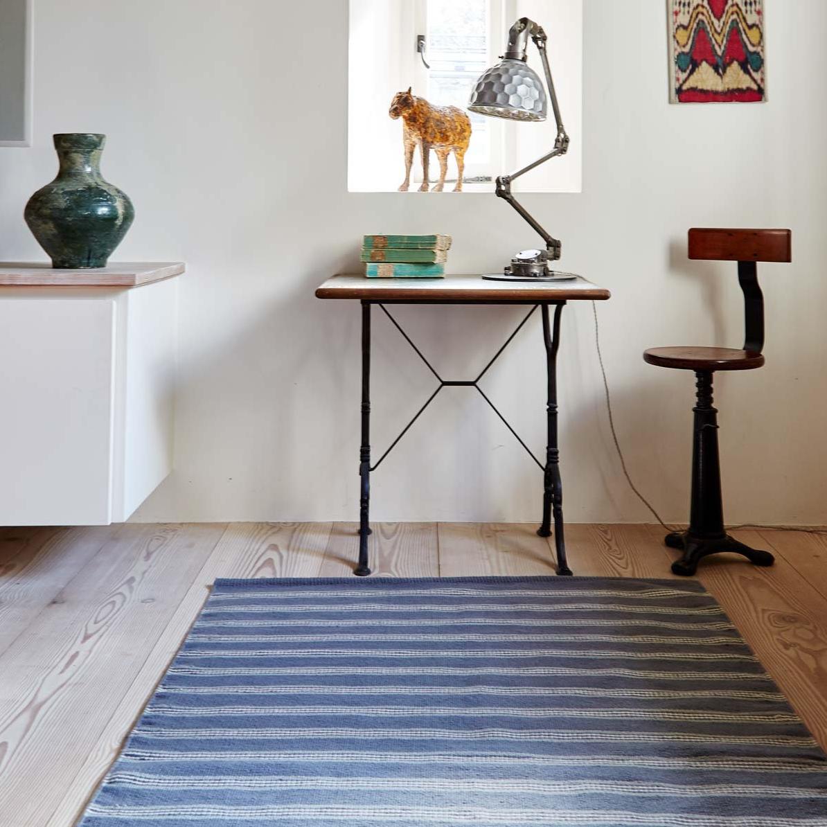 Clay Henley Stripe Rug with desk and stool