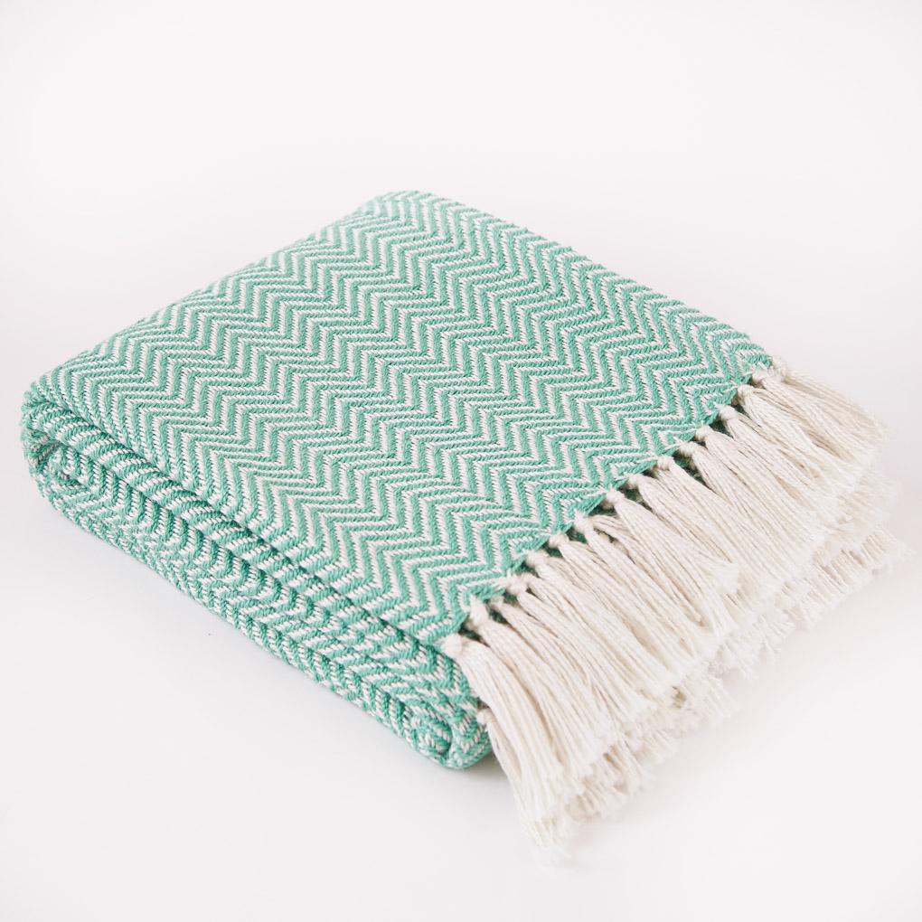 Aqua Herringbone Blanket