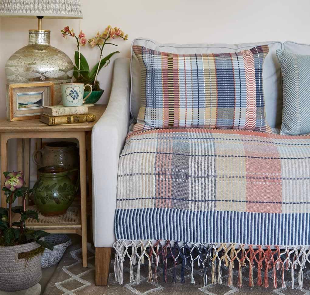 Madras Pink Check Throw