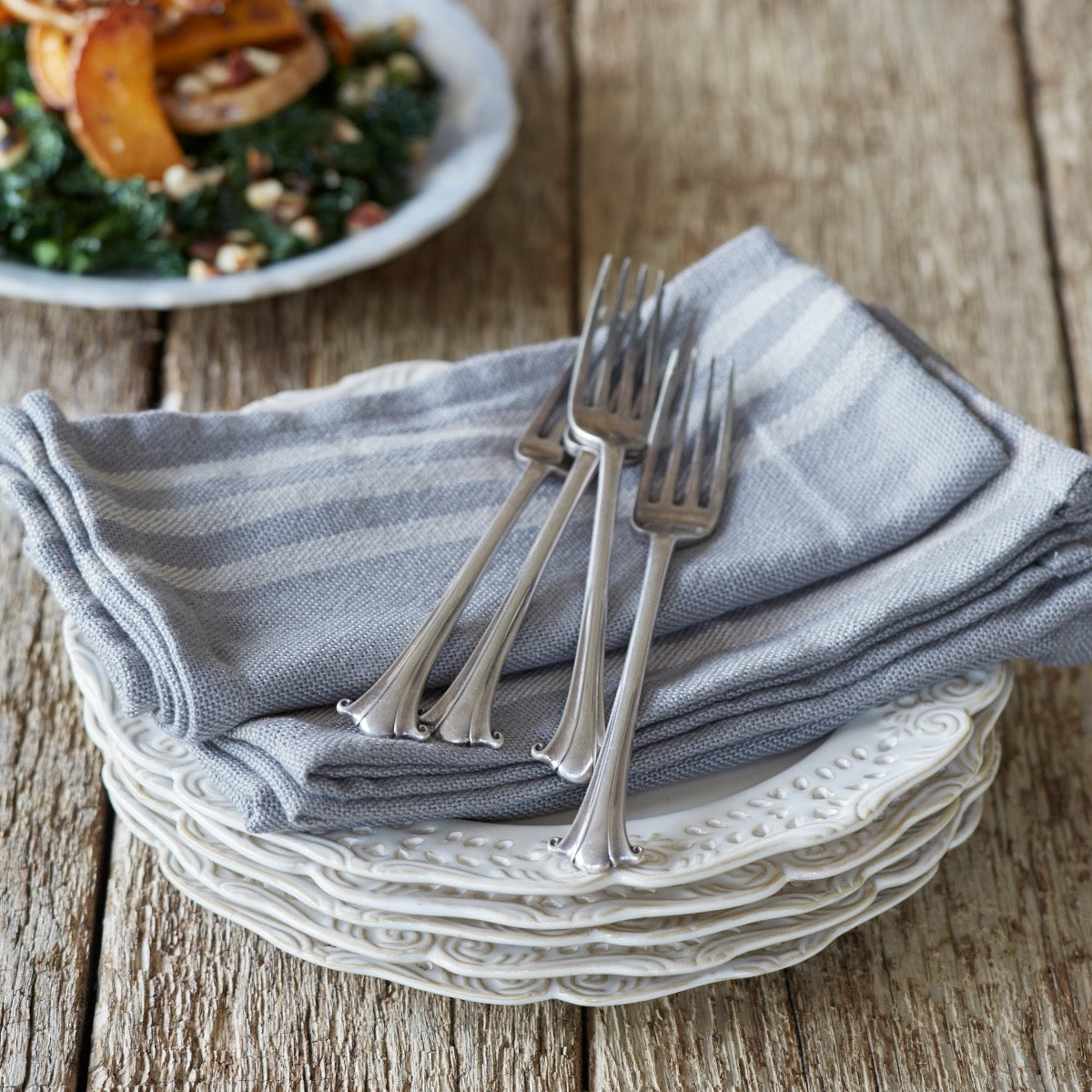 Maxime Grey & Linen Napkins (4 Pack)