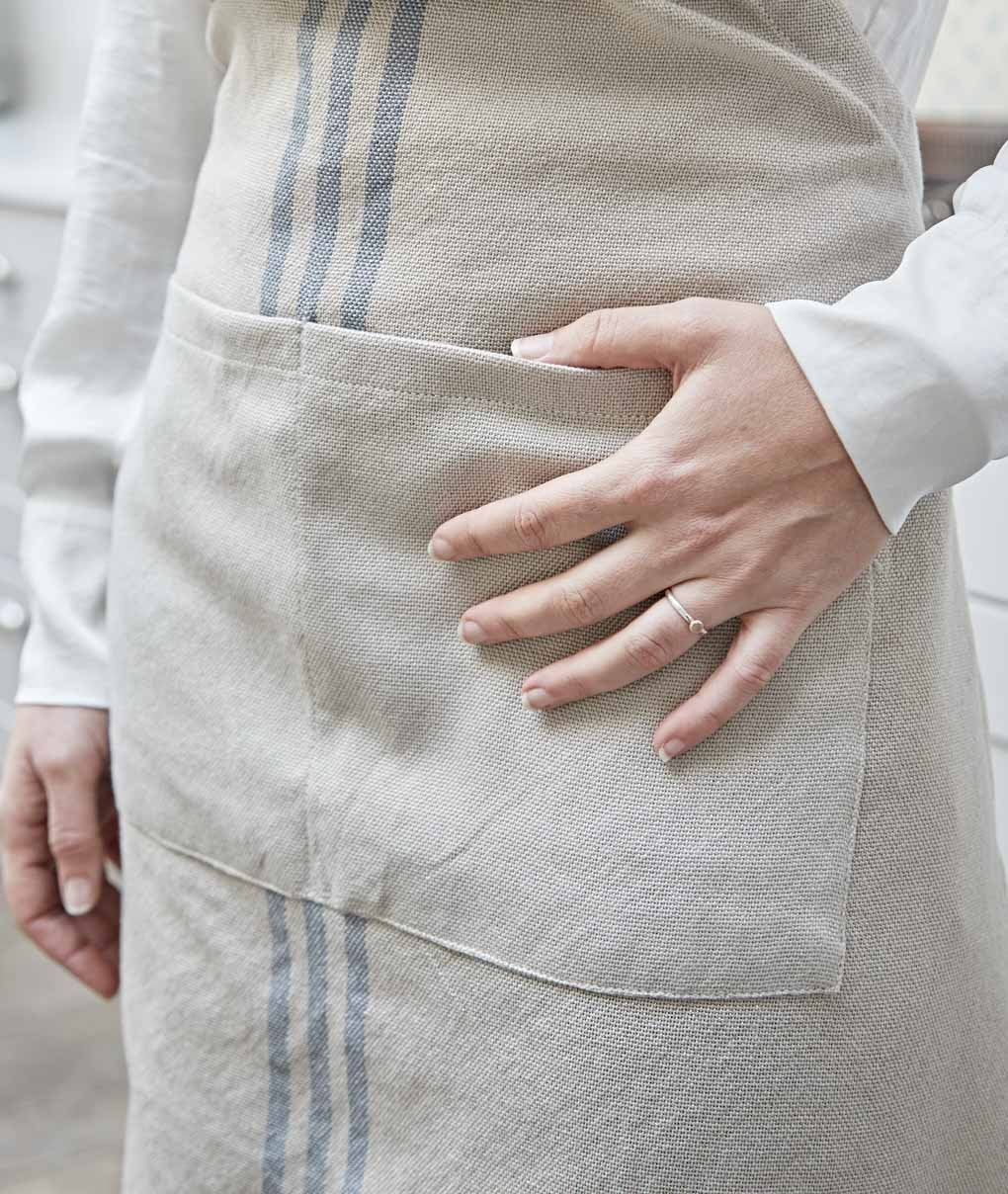 Maxime Blue Stripe Linen Apron