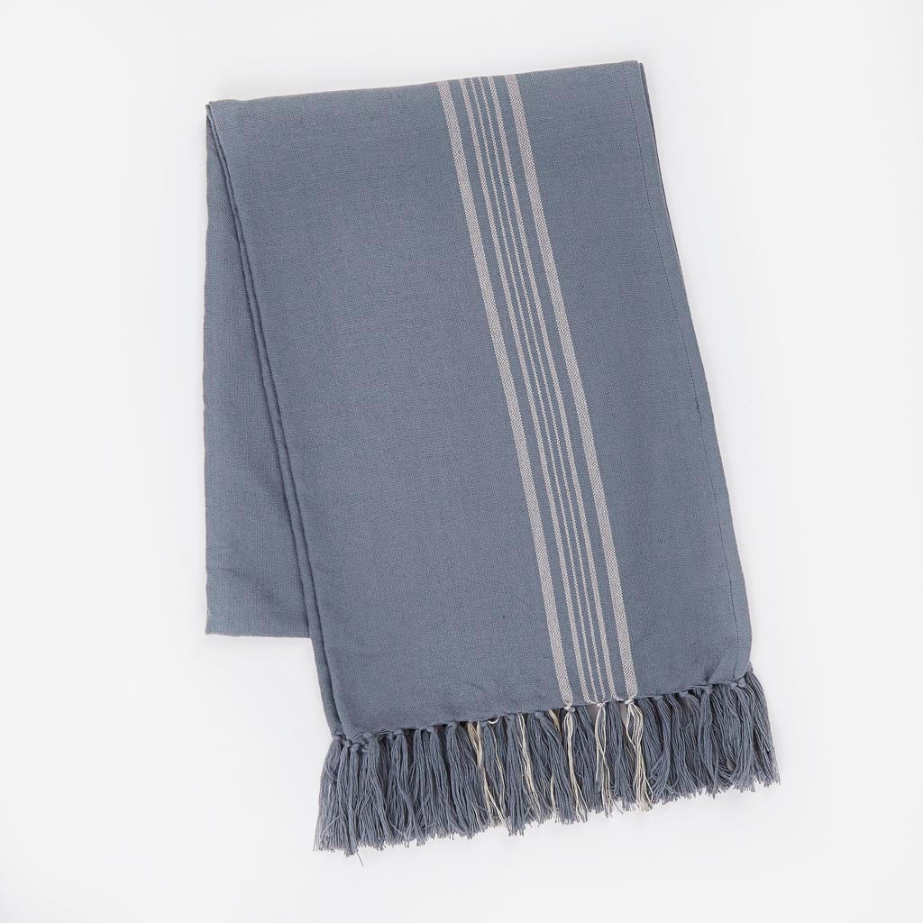 Antibes Blue & Linen Stripe Throw