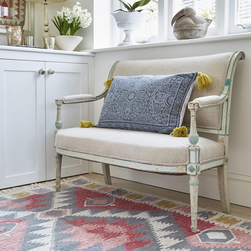 Andalucia Zahara Rug with bench and Kas cushion