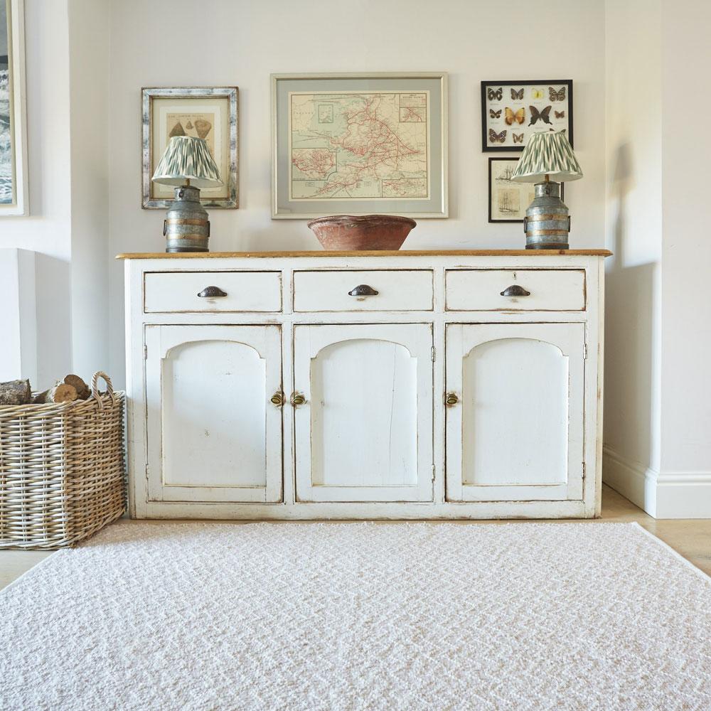 Shell Chenille Rug with sideboard