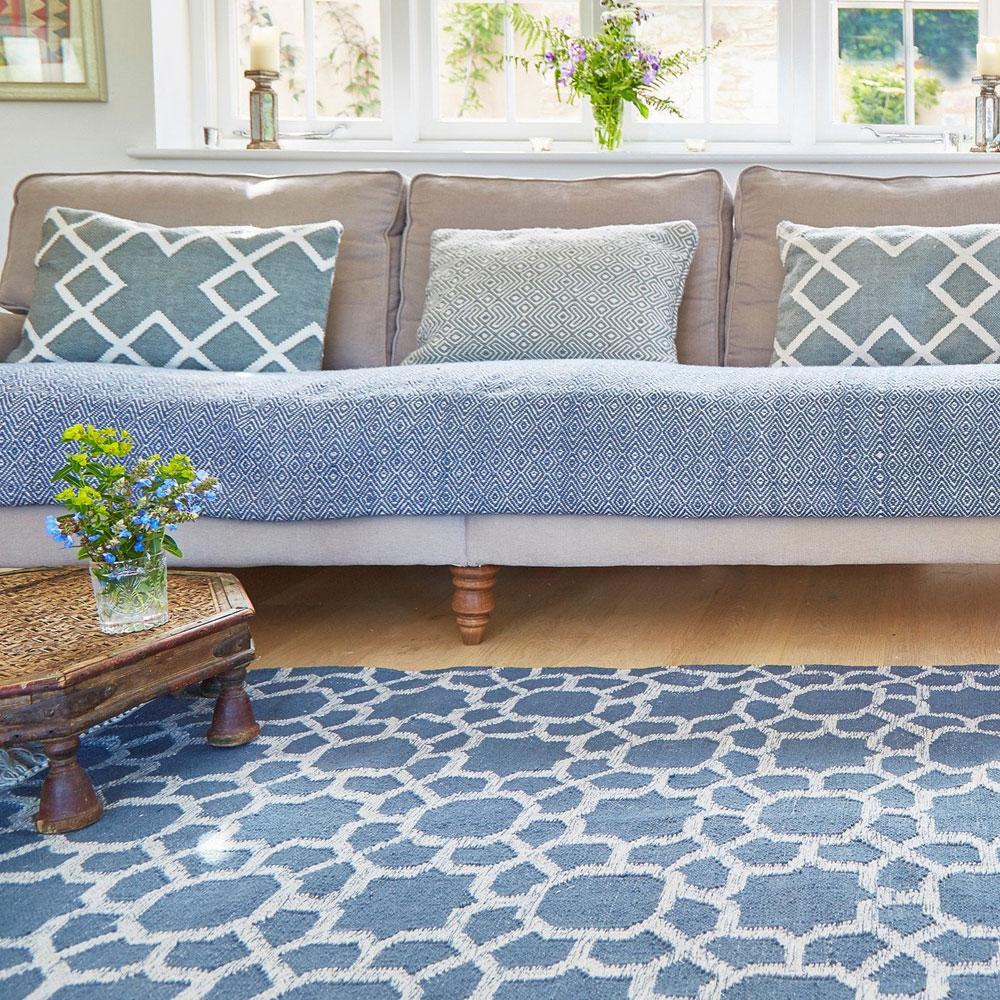 Kasbah Ink Rug with sofa