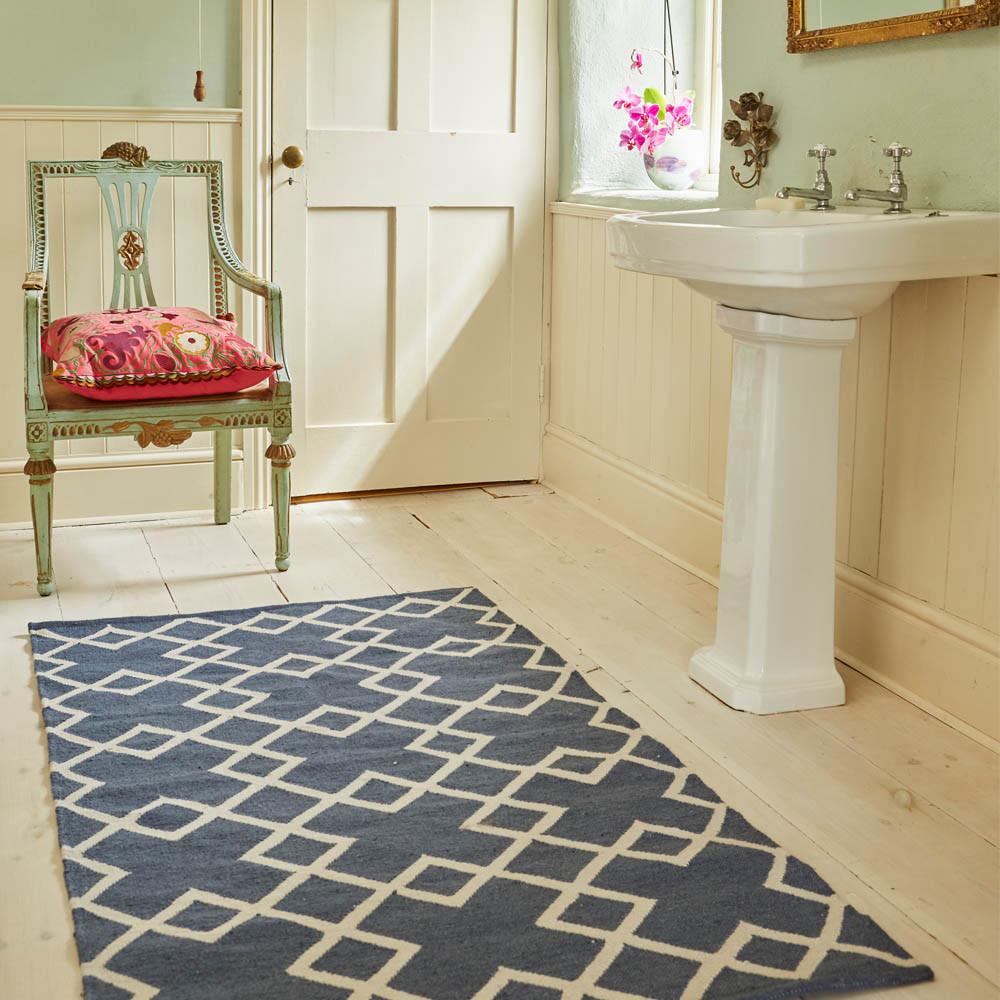 juno navy blue colour rug lifestyle